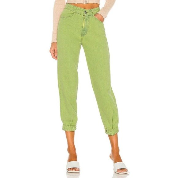 Tach Clothing Lubina Jeans Green Cropped Revolve - Picture 1 of 6
